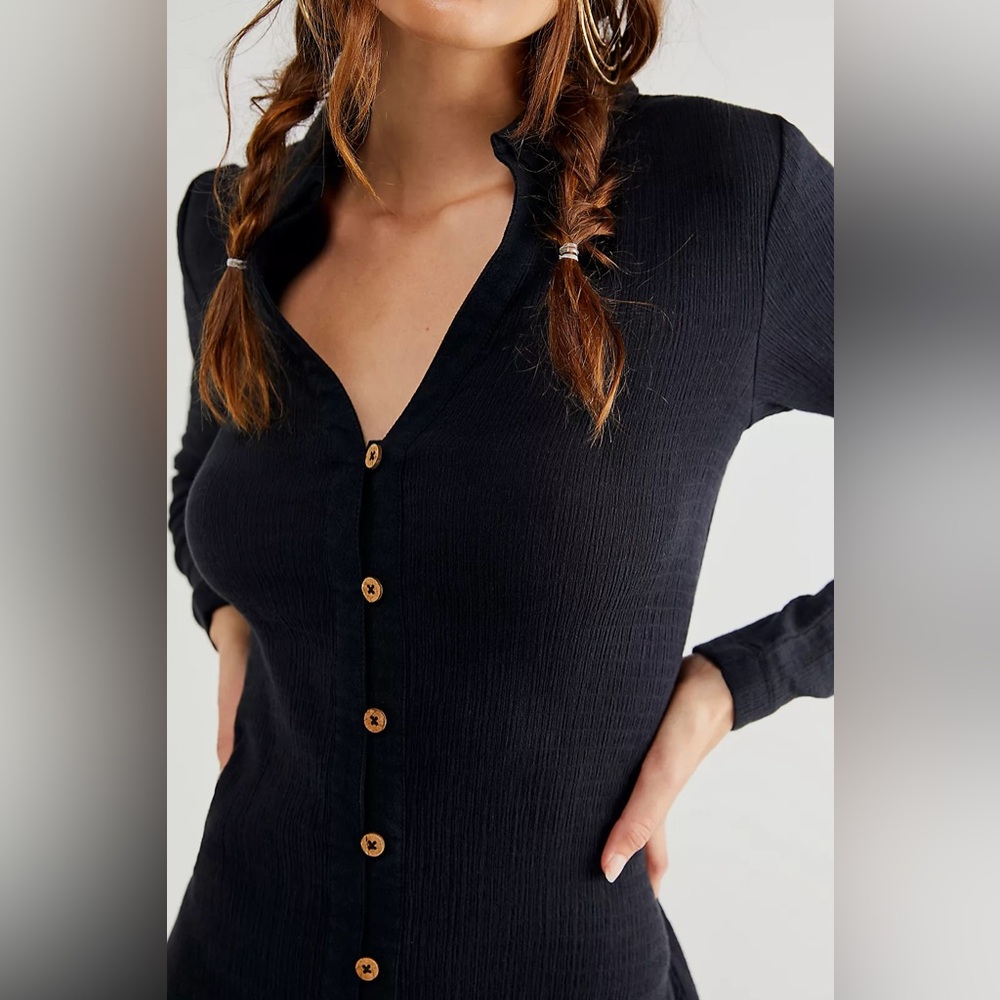 Free People| ‘Sunday Dreaming’ Button Front Mini Dress